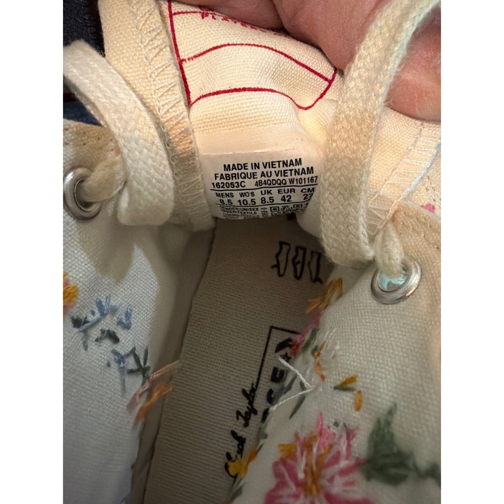 Converse High Top Sneakers Cream Canvas with Multicolor Floral Embroidery - Picture 7 of 8